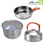 ست ظروف استیل CS-002، ظروف استیل CS-002، ظروف استیل ، ظروف پخت و پز استیل، ظروف پخت و پز کمپینگ، ظروف استیل سفری، ظروف استیل کمپینگ